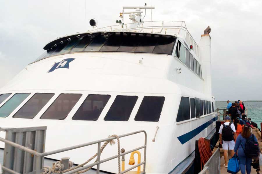 View of people taking a ferry in Ceiba
