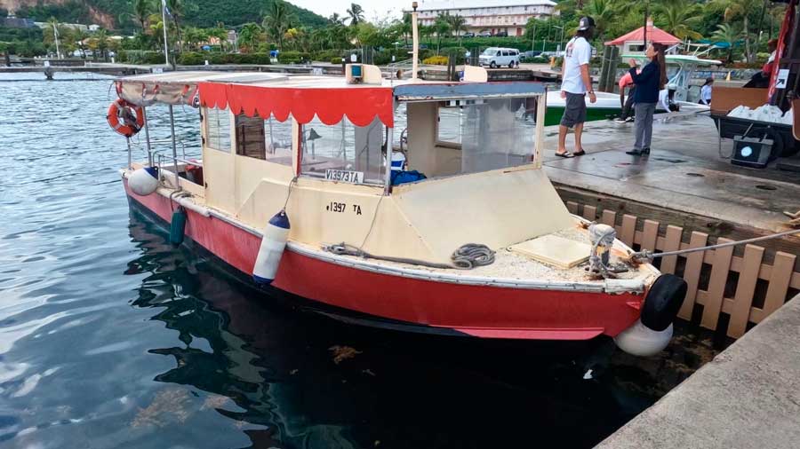A ferry on a dock to Water Island