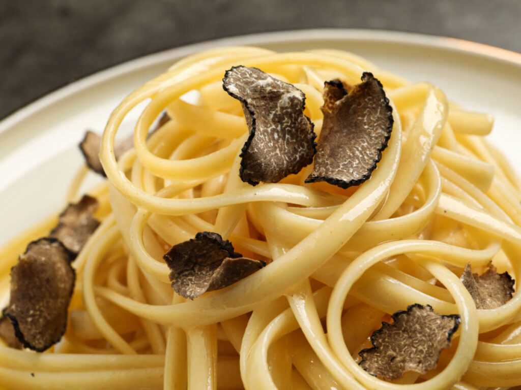 Closeup look of a pasta with truffles