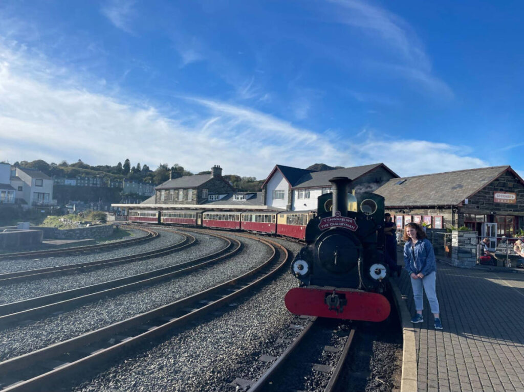 The author, Ruthie Walters at the Ffestiniog and Welsh Highland Railway