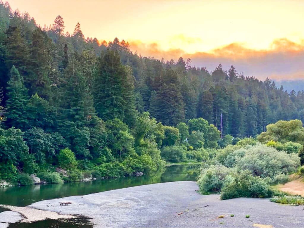 Scenic view of the fiery sunset in Sonoma Valley