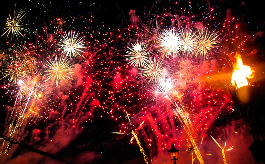 Colorful fireworks in Disney World