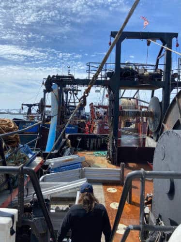 View of the author on her friend's commercial fishing boat
