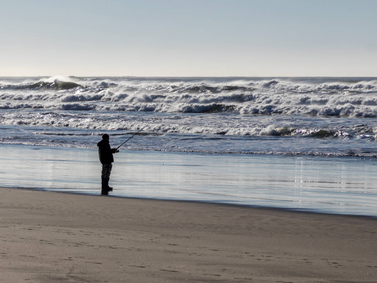 A man enjoying fishing on a town in Long Beach Peninsula