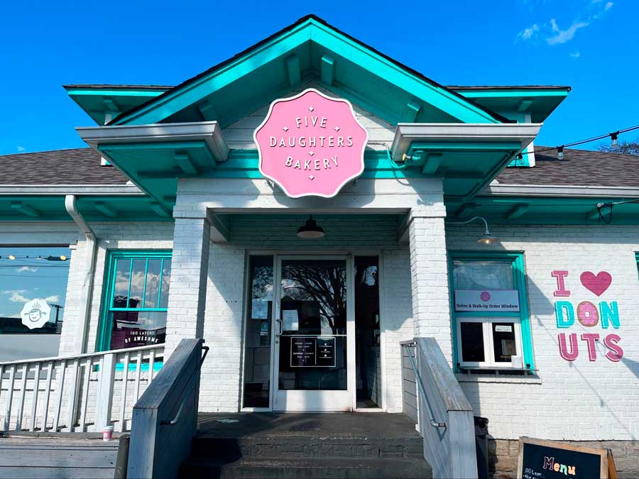 View of the entrance to Five Daughters Bakery