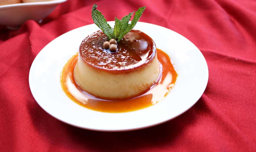 View of Caribbean custard on a plate