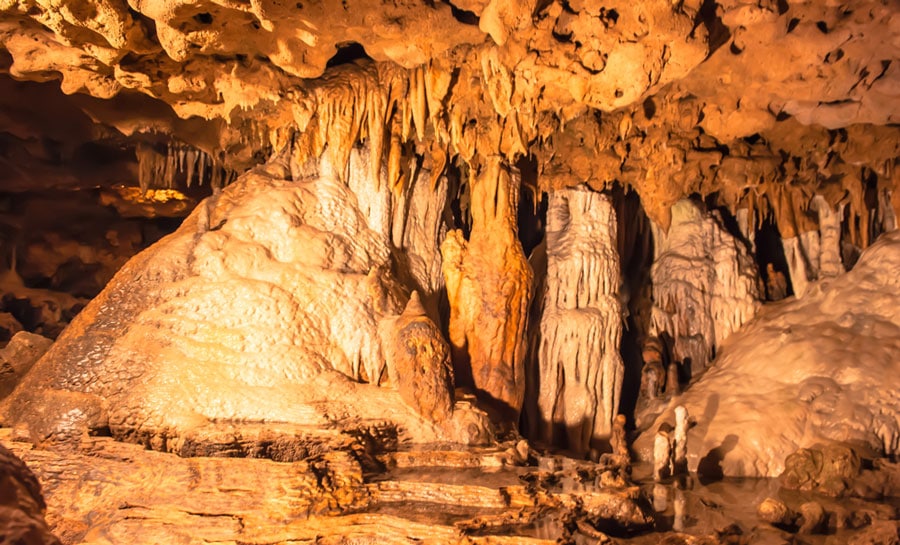 View of formation inside a cave in Caverns State Park