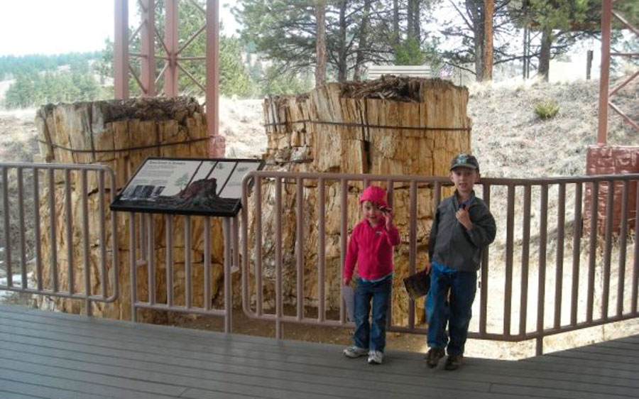 The author's kids exploring in Florissant Fossil Beds