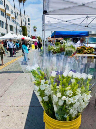 Bouquets of flower from a stall in Santa Monica Farmers’ Market