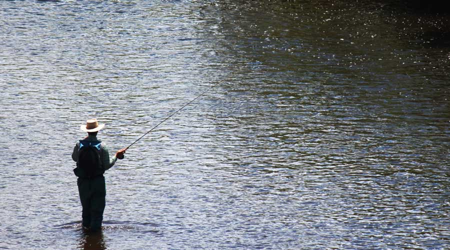 View of a fisherman in Yampa River