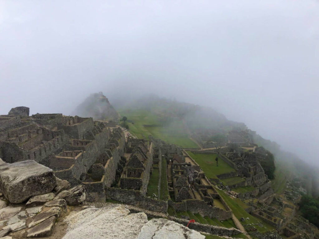 View of the fog over the Machu Picchu