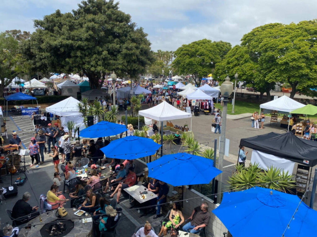 View of the people dining at the food fair 