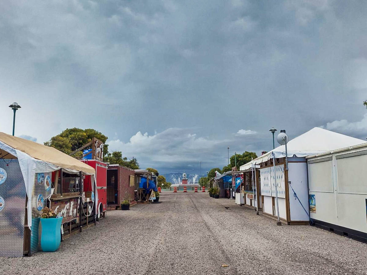 View of the food kiosks in La Guancha