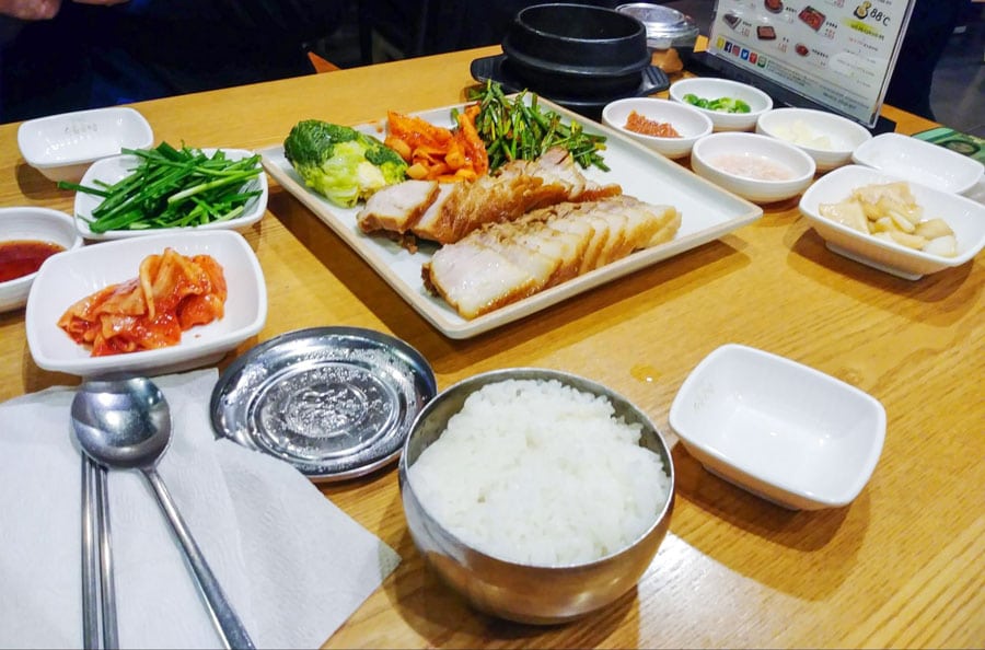 View of authentic dishes from South Korea