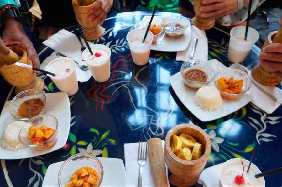 A table full of foods in Puerto Rico
