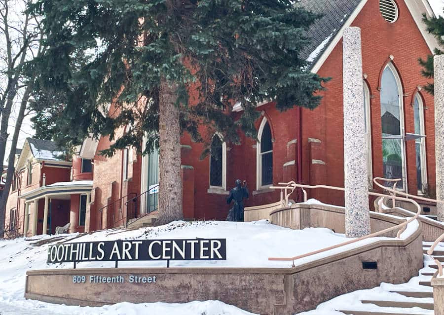 View of the landmark signage outside the Foothills Art Center