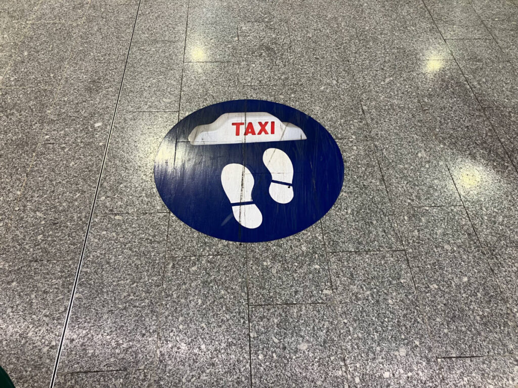 Footsteps signage for taxi queue