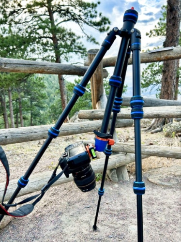 A DSLR shooting the foreground using the 3 Legged Thing Punks Corey 2.0 Compact Travel Tripod