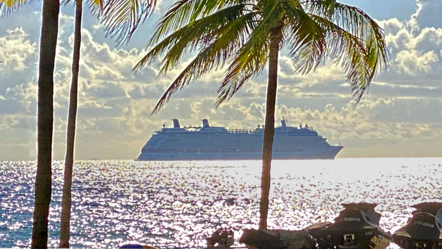 A cruise ship on Fort Lauderdale Beach