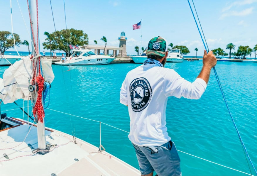 The author on a boat in Biscayne National Park