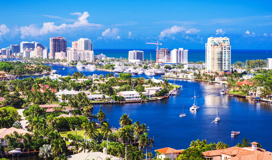 Aerial view of Fort Lauderdale in Florida