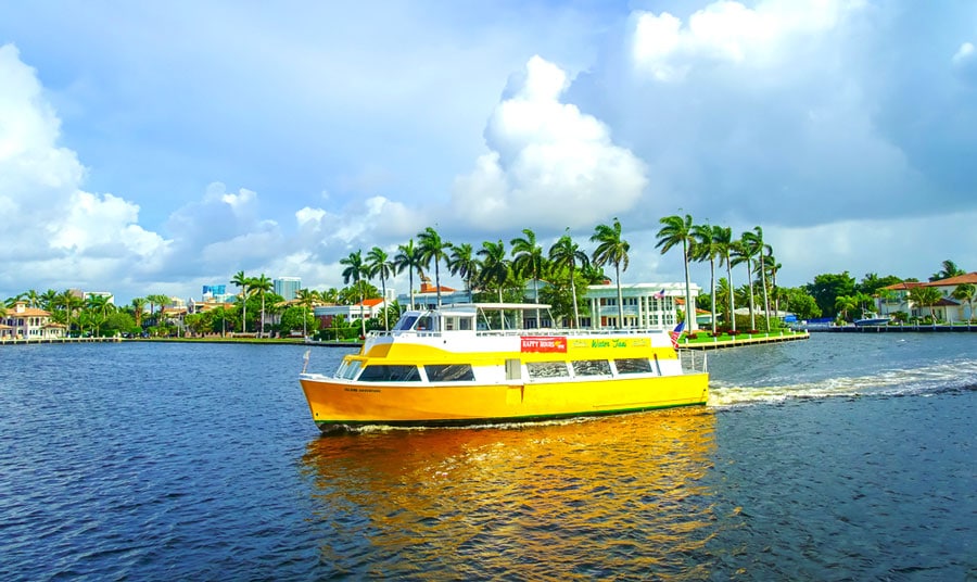 View of a yellow Water Taxi
