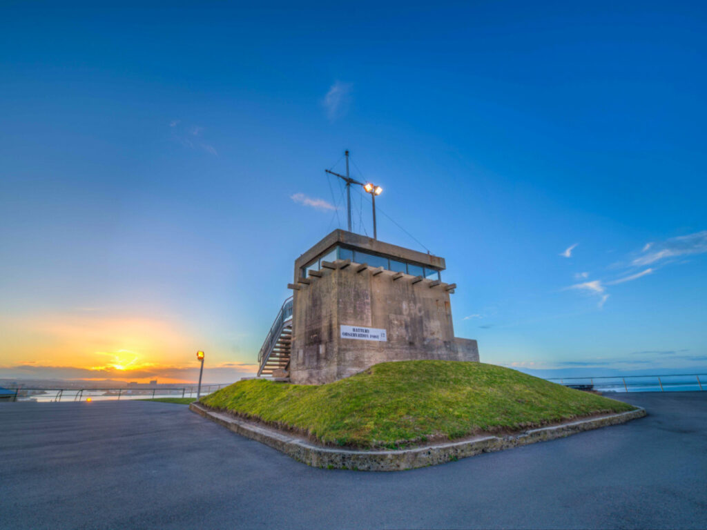 Sunset view over Battery Observation Post at historic Fort Scratchley, Newcastle, New South Wales