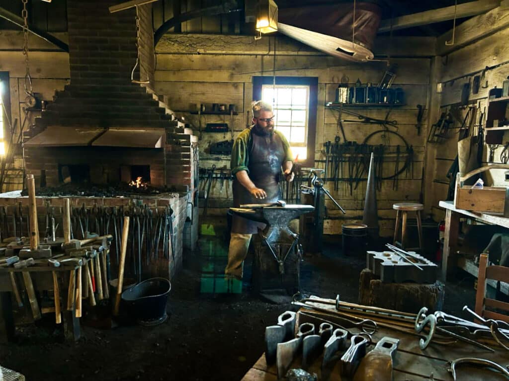 A blacksmith demonstration at Fort Vancouver National Historic Site