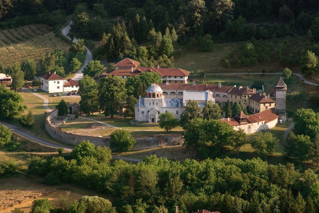 Aerial for of fortified monastery