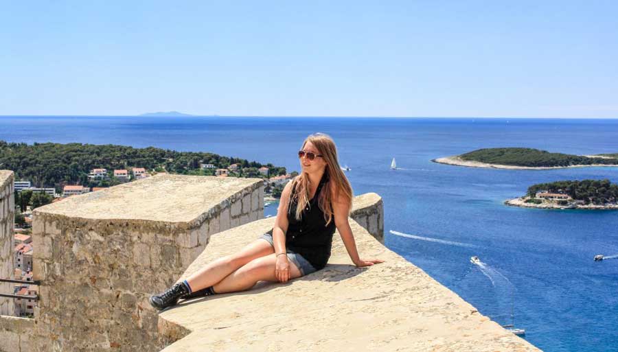 The author on top of a fortress in Hvar, Croatia