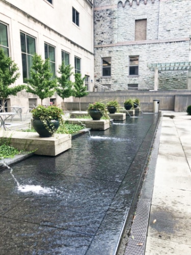 View of the fountain area at the Cincinnati Art Museum
