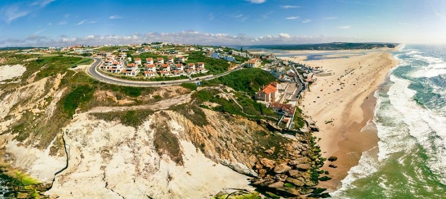 Panoramic view of the town and Foz Do Arelho beach