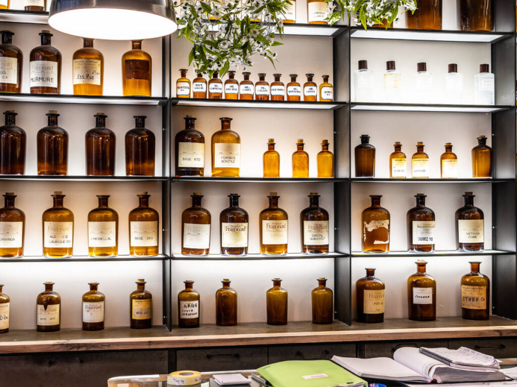 View of displays inside the Fragonard Perfume Museum