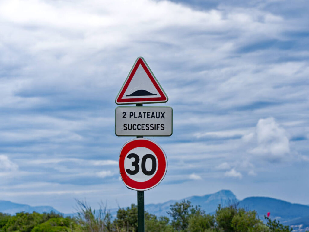 View of the road signs in France