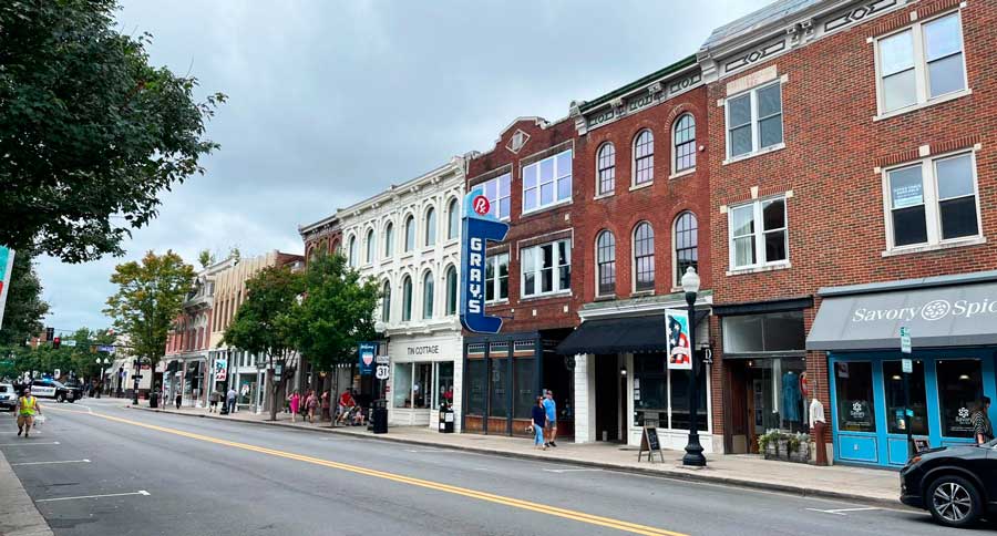 View of establishments at the main street of Franklin