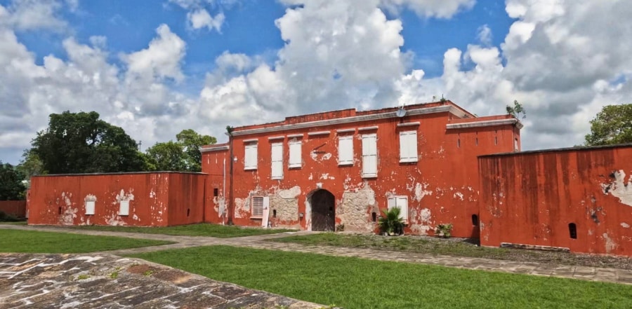 The view outside of the old Fort Frederik in the Frederiksted Historic District