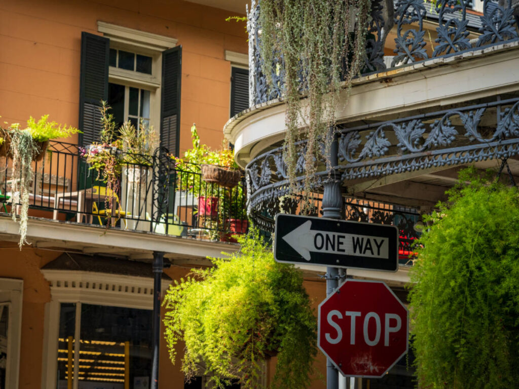 Traditional New Orleans building on Royal Street in the French Quarter