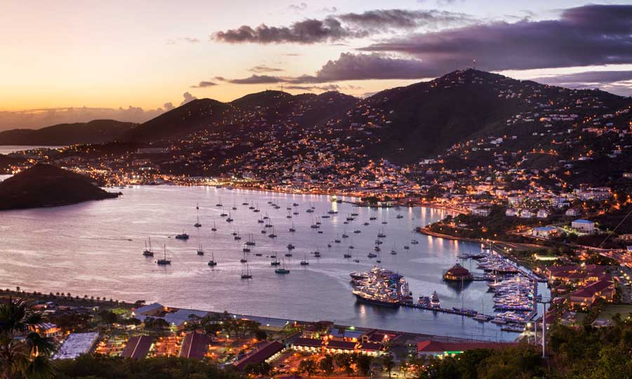 Aerial view of Charlotte Amalie Harbour