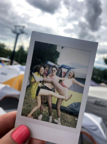 Polaroid photo of author Sky and her friends