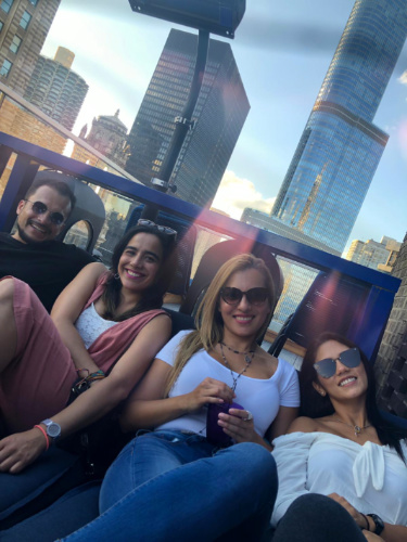 Author Niamh's friends resting at a Chicago rooftop