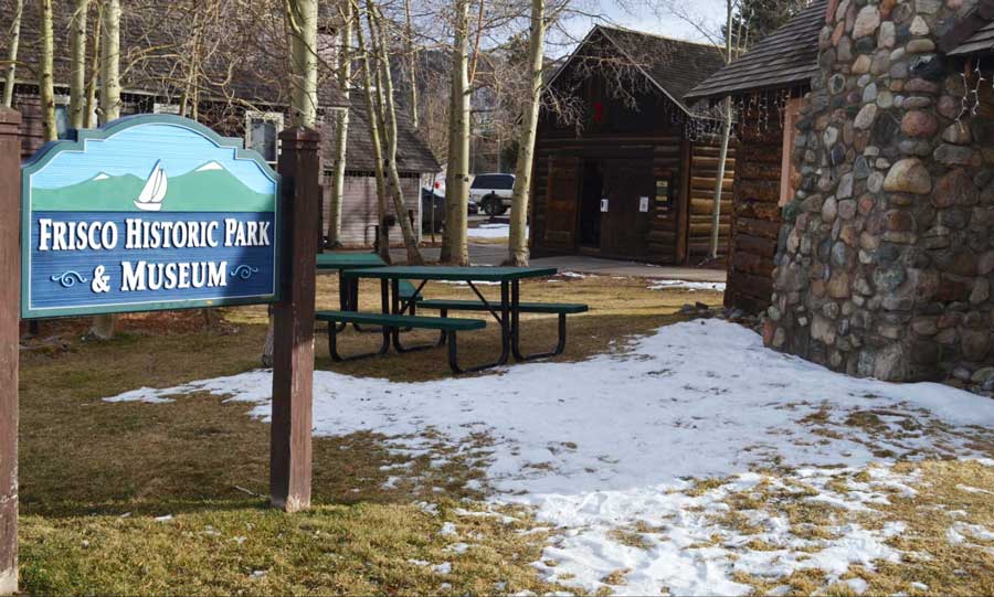 View of the Frisco Historic Park & Museum sign on the entrance