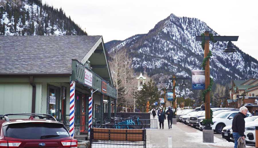 View of people in the Main street of Frisco, Colorado