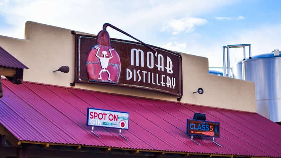 A closer look at the signage of the Moab Distillery on their front exterior