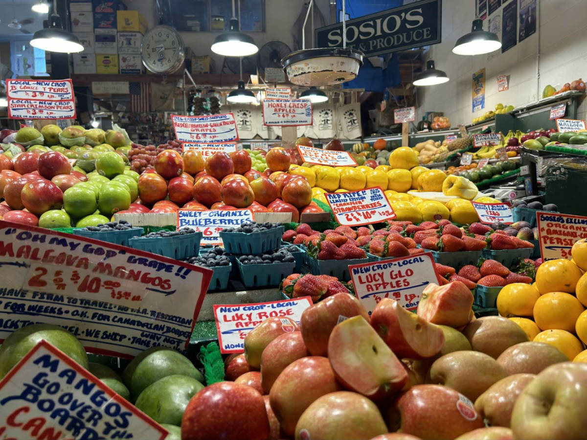 Variety of fruits displayed at Sosio’s