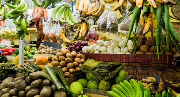 Different kinds of fruits displayed on a store
