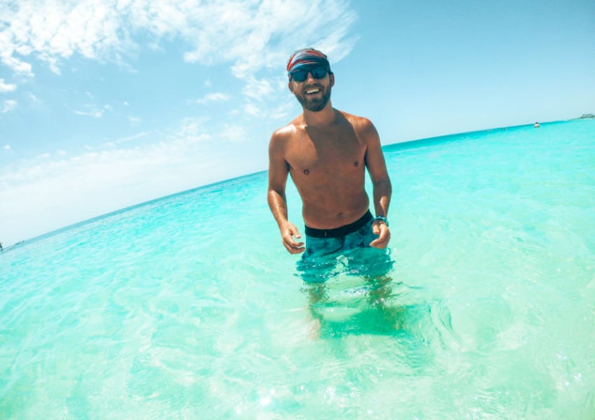 The author in blue water in the Bimini, one of the best day trips from Ft Lauderdale