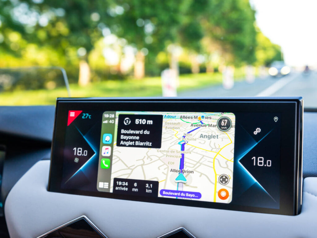 Closeup view of the GPS inside the car