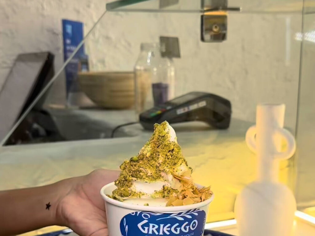 Closeup look of the greek frozen yogurt from GRIEGGO