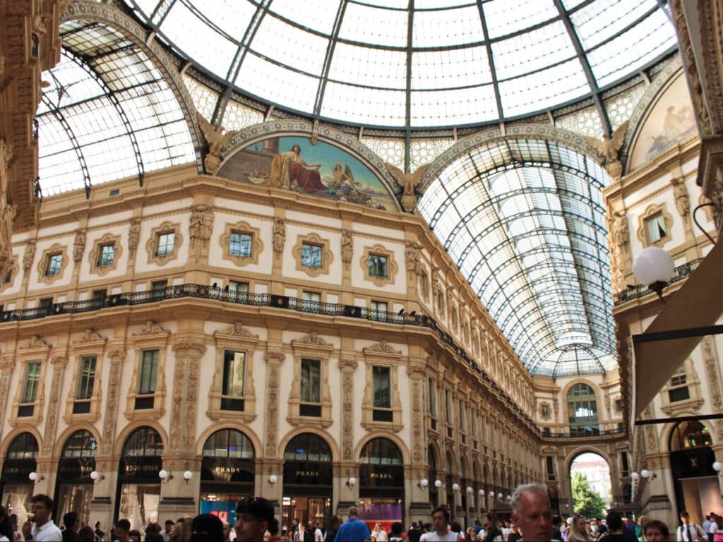 View of the magnificent interior and ceiling of Galleria Vittorio Emanuele II