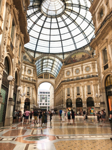 Interior view of the grand architecture of Galleria Vittorio Emanuele II